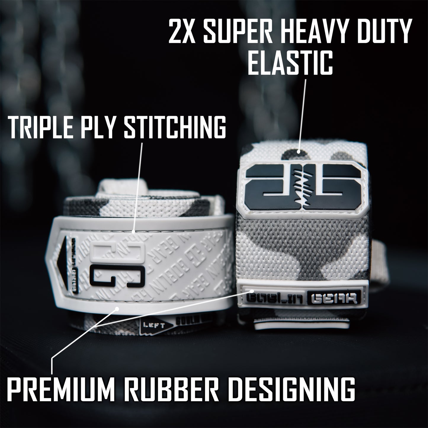 Goblin Gear 20" 2x Super Heavy Duty Mini Wrist Wraps (White Camo)