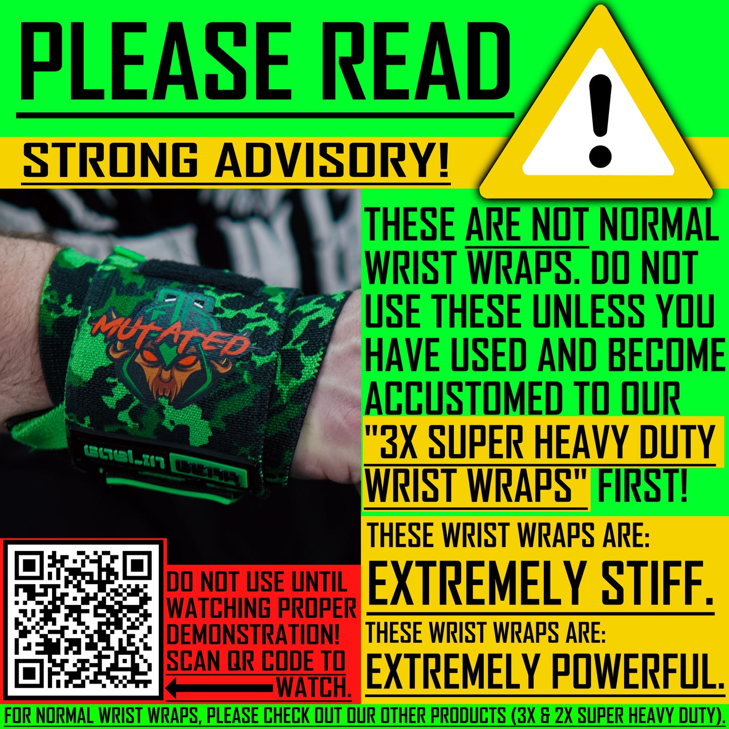 MUTATED 26" 3.5x Super Heavy Duty Wrist Wraps (READ DESCRIPTION)